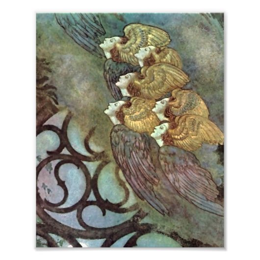 “De engelen” van Edmund Dulac Foto Afdruk (Voorkant)