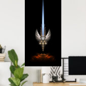 De engelenvleugelzwaard van Arkledious zwart poste Poster (Thuiskantoor)