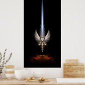 De engelenvleugelzwaard van Arkledious zwart poste Poster (Keuken)