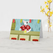 De Engelse Bar van Bull terrier Tiki Kaart (Gele Bloem)