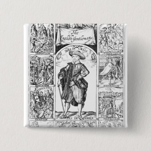 De Engelse Gentleman Vierkante Button 5,1 Cm (Voorkant)