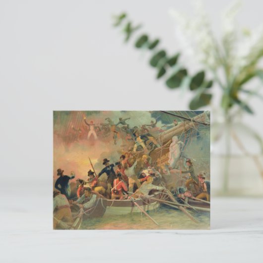 De Engelse marine die een Frans schip verovert Briefkaart (Staand voorkant)