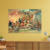 De Engelse marine die een Frans schip verovert Canvas Afdruk (Insitu (Woonkamer))