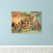 De Engelse marine die een Frans schip verovert Canvas Afdruk (Insitu (Houten vloer))