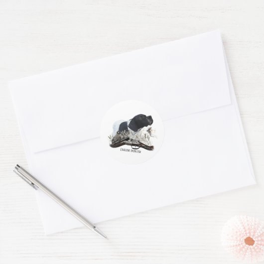 De Engelse Pointer Ronde Sticker (Envelop)