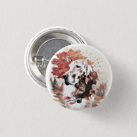 De Engelse Setter, Passion Hunting Ronde Button 3,2 Cm (Voorkant /achterkant)