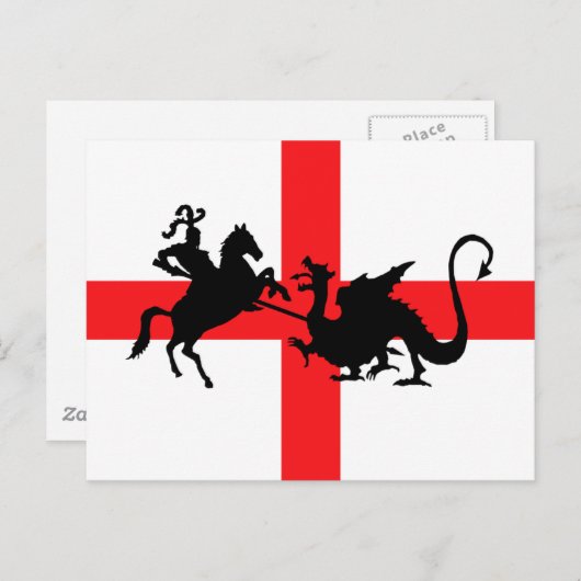 De Engelse vlag George en de Dragon Briefkaart (Voorkant / Achterkant)