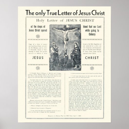 De enige echte letter van Jezus Christus Poster (Voorkant)