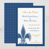 De enige Fleur de Lis sparen de Datum (Donkerblauw Kaart (Voorkant / Achterkant)