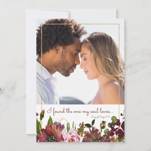 De enige soep vindt de foto Burgundy Gold Save The Date (Voorkant)