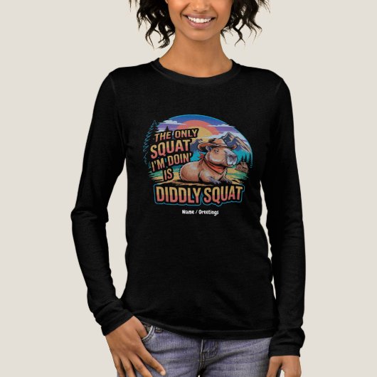 De enige squat die ik doe is Diddly Squat Capybara Tri-Blend Shirt (Voorkant)