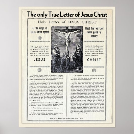 De enige ware brief van Jezus Christus Poster (Voorkant)