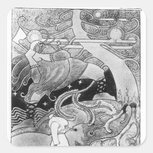 De enorme eik wordt gekapt vierkante sticker