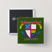 De Episcopale Kerk houdt van je Pin LHBT Pride Vierkante Button 5,1 Cm (Voorkant /achterkant)