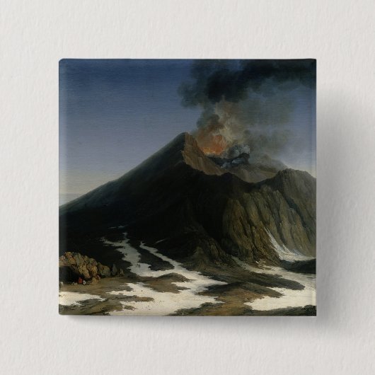De Eruptie van Etna Vierkante Button 5,1 Cm (Voorkant)