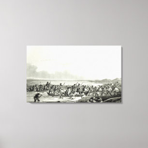 De eskimoes die de boten opblazen canvas afdruk