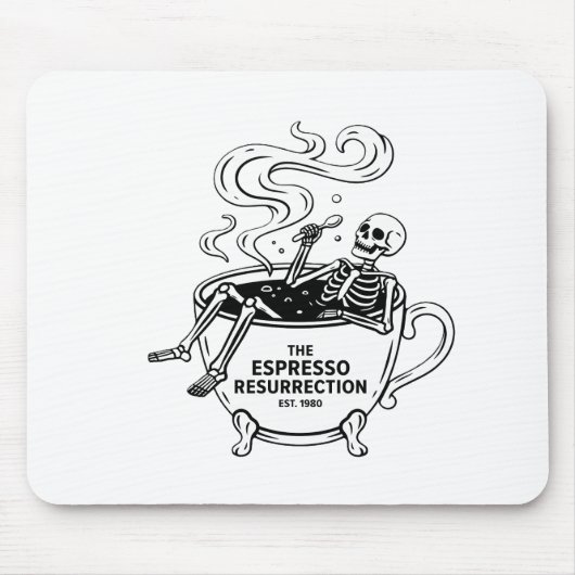 De Espresso Opstanding Grappige Skelet Koffie Muismat (Voorkant)