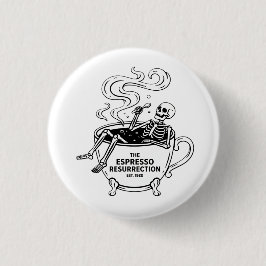 De Espresso Opstanding Grappige Skelet Koffie Ronde Button 3,2 Cm