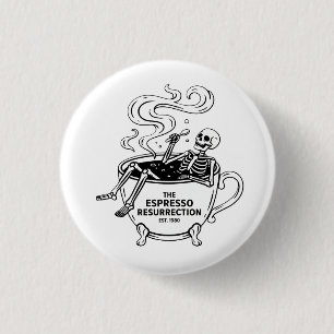 De Espresso Opstanding Grappige Skelet Koffie Ronde Button 3,2 Cm