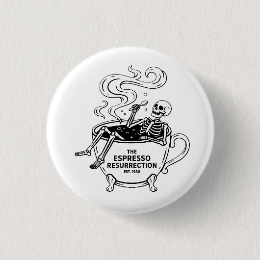 De Espresso Opstanding Grappige Skelet Koffie Ronde Button 3,2 Cm (Voorkant)