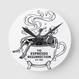 De Espresso Opstanding Grappige Skelet Koffie Ronde Klok