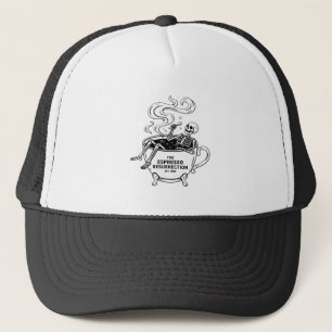 De Espresso Opstanding Grappige Skelet Koffie Trucker Pet