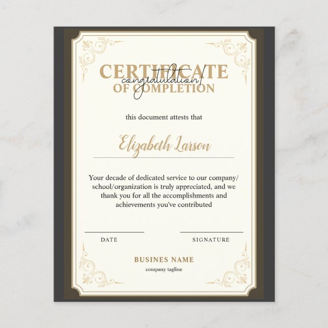 De Essentials van een Certificaat van Voltooiing o (Voorkant)