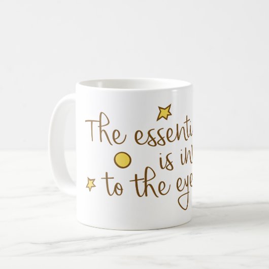 De essentie is onzichtbaar voor de ogen koffiemok (Voorkant links)