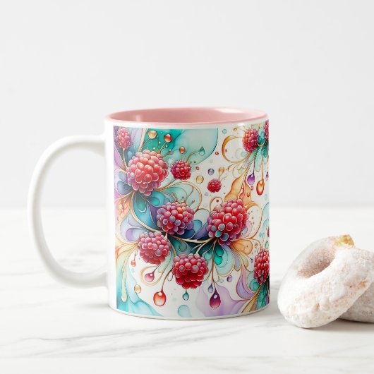 De essentie van framboos tweekleurige koffiemok (Met donut)
