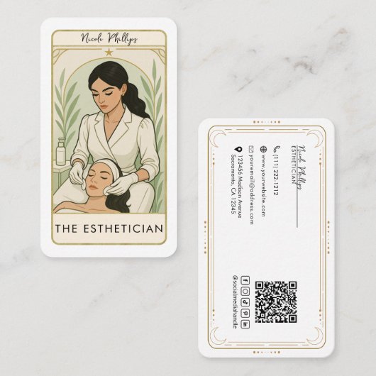De Esthetician Skin Care Tarot Social Media QR Visitekaartje (Voorkant / Achterkant)