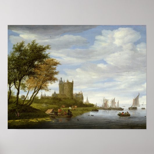 De estuarium met een kasteel poster (Voorkant)