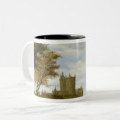 De estuarium met een kasteel tweekleurige koffiemok (Voorkant links)