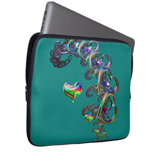 De etherische cascade van harten laptop sleeve (Voorkant Rechts)