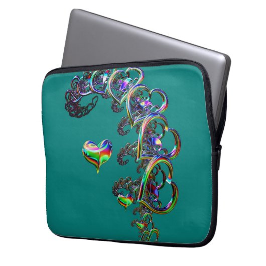 De etherische cascade van harten laptop sleeve (Voorkant Links)