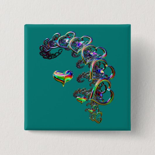 De etherische cascade van harten vierkante button 5,1 cm (Voorkant)