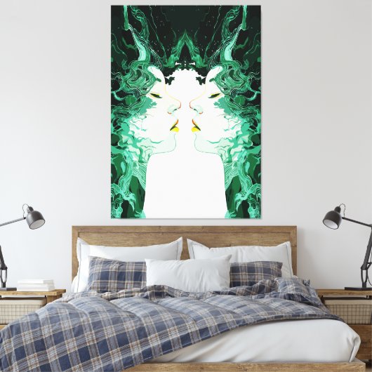 De etherische dualiteit – surrealistische spiegelr canvas afdruk (Insitu (Slaapkamer))
