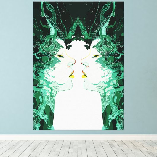 De etherische dualiteit – surrealistische spiegelr canvas afdruk (Insitu (Houten vloer))