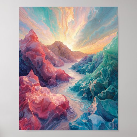 De etherische samenvloeiing van kristallijne toppe poster (Voorkant)