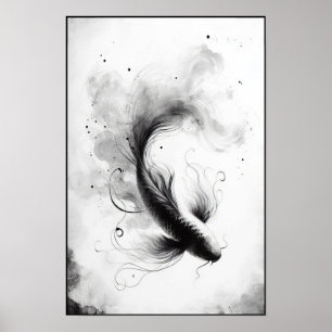 De etherische stroom van een sierlijke Koi Abstrac Poster
