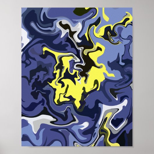 De etherische stroom van geel en blauw poster (Voorkant)