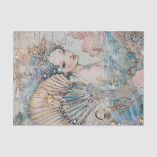 DE ETHERISCHE ZEEJONKVROUW DECOUPAGE TISSUEPAPIER (Voorkant)