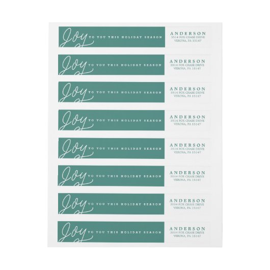 De etiketten van de de terugkeeradres van JOY (Vel)