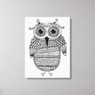 De etnische Inkt die van de Uil 6 trekken Canvas Afdruk