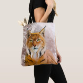 De euraziatische lynx ligt op een rots tote bag (Dichtbij)