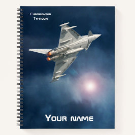 De Eurofighter Typhoon, nachtelijke hemel, jouw na Notitieboek