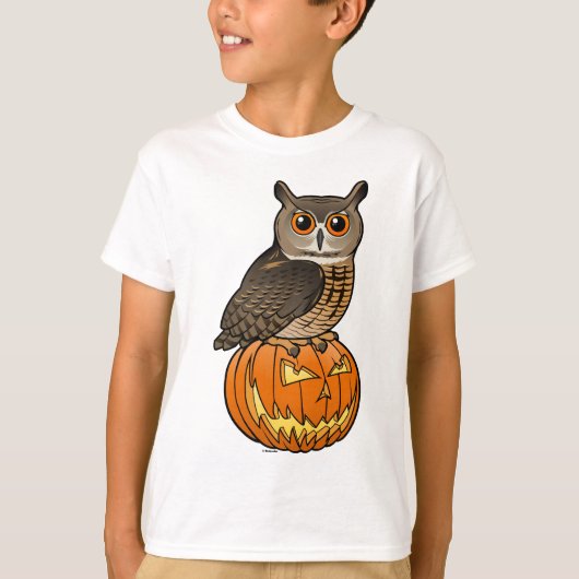 De Europees-Aziatische Eagle Uil van Halloween T-shirt (Voorkant)