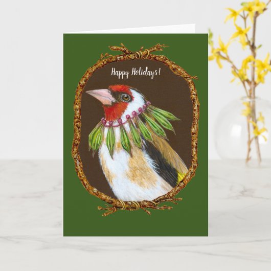 De Europese goudfinch-feestkaart levend Kaart (Gele Bloem)