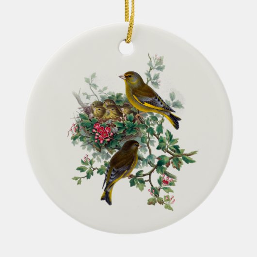 De Europese groenvink, boom Keramisch Ornament (Voorkant)