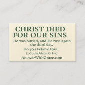 De evangelische Kaart: genade die redt Visitekaartje (Achterkant)