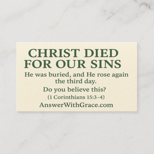 De evangelische Kaart: genade die redt Visitekaartje (Achterkant)